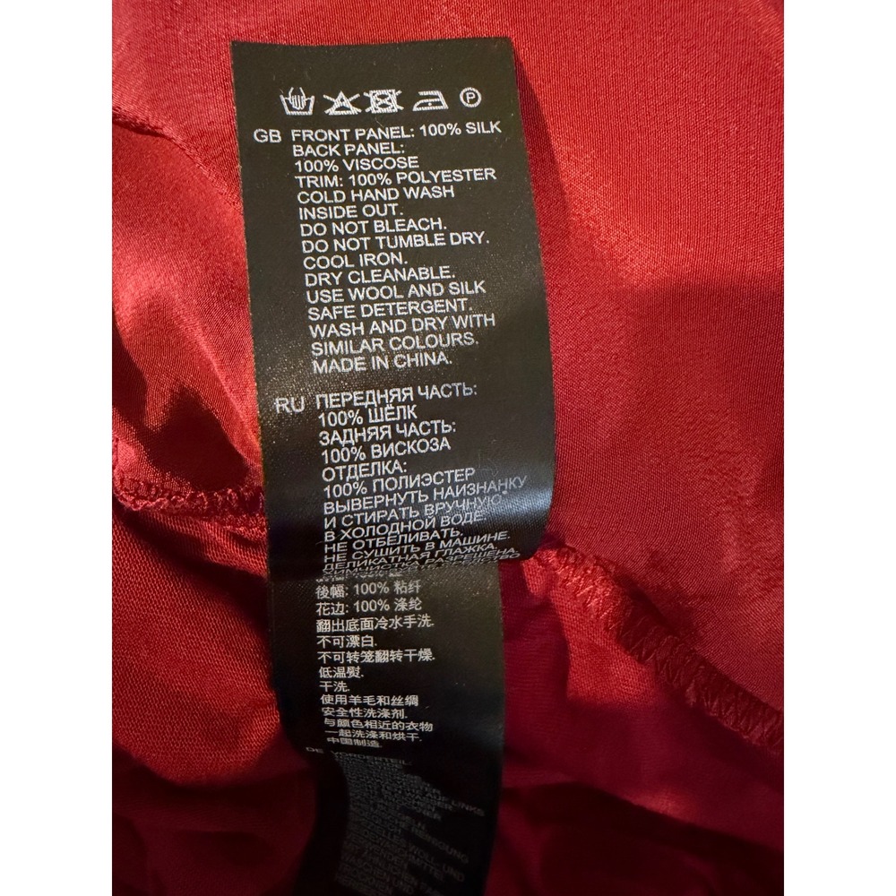 Reiss Marton Berry Red Silk Front Tank Top Gold Embroidered Trim Size S NWT - Picture 4 of 7